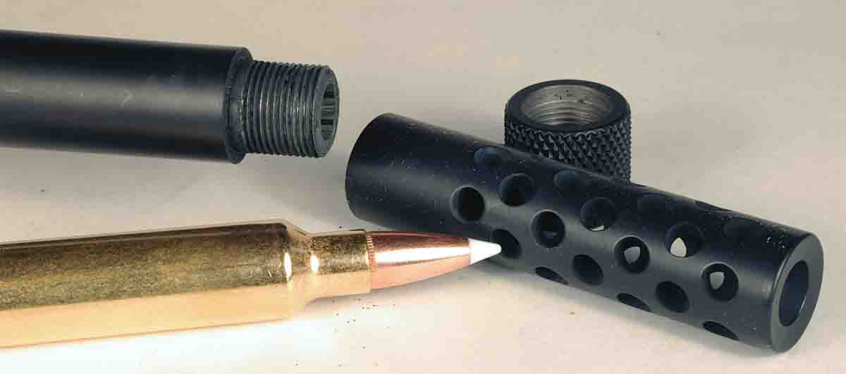 A removable muzzle brake and a threaded cap come with the Long-Range.